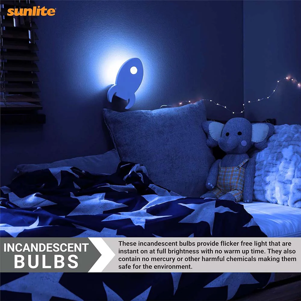 12Pk - Sunlite 7w 7C7 Incandescent E12 Base C7 Night Light Blue Colored Bulb - Image 4