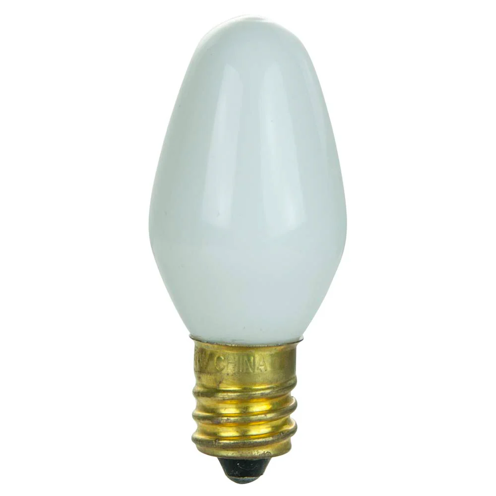 12Pk - Sunlite 7w 7C7 Incandescent E12 Base C7 Night Light White Colored Bulb - Image 2