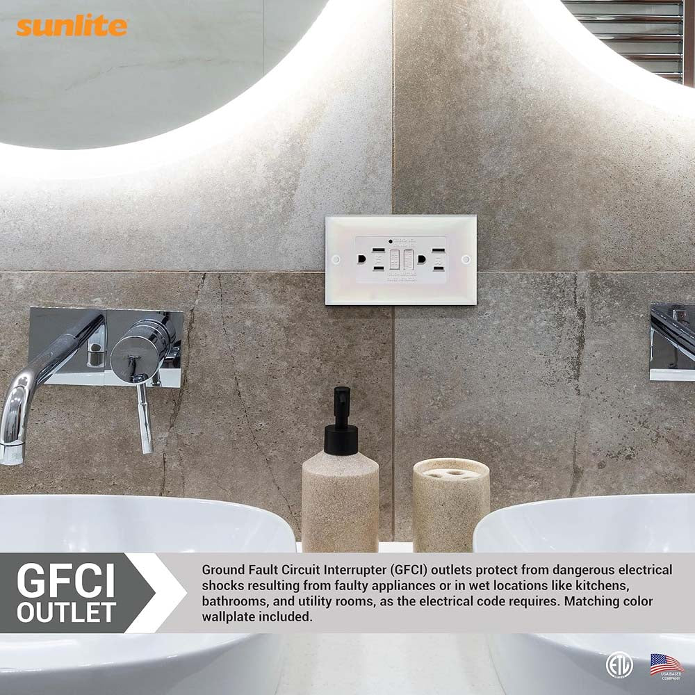 Sunlite E542 GFCI Duplex Outlet 15 Amp 120v Included LED Indicator Light - Image 3