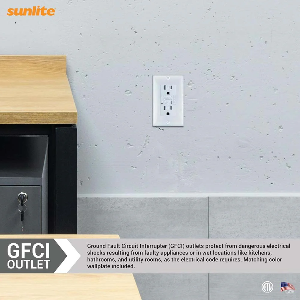 Sunlite E545 GFCI Duplex Electrical Outlet 20 Amp 120v Included LED Indicator Light - Image 3