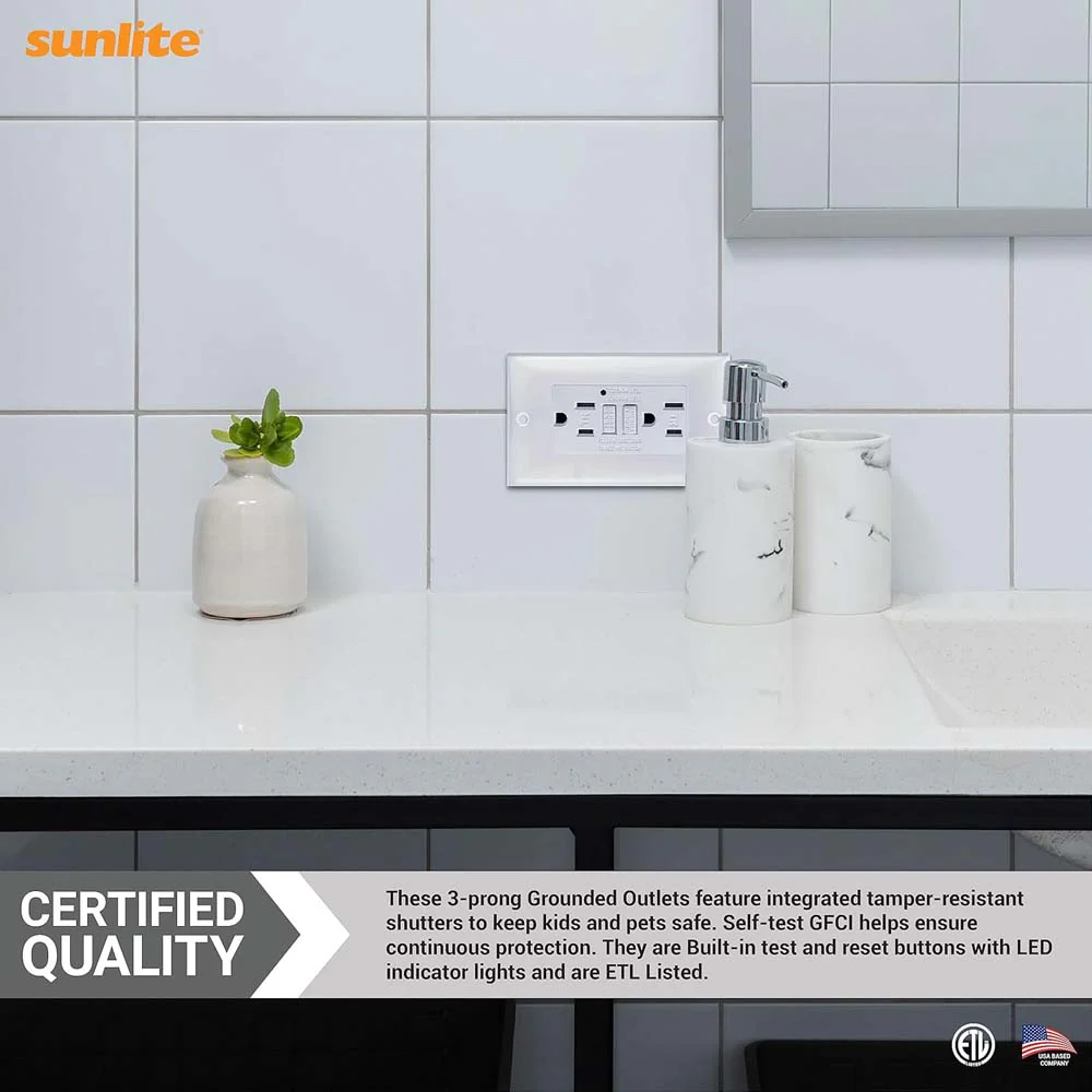 Sunlite E545 GFCI Duplex Electrical Outlet 20 Amp 120v Included LED Indicator Light - Image 4