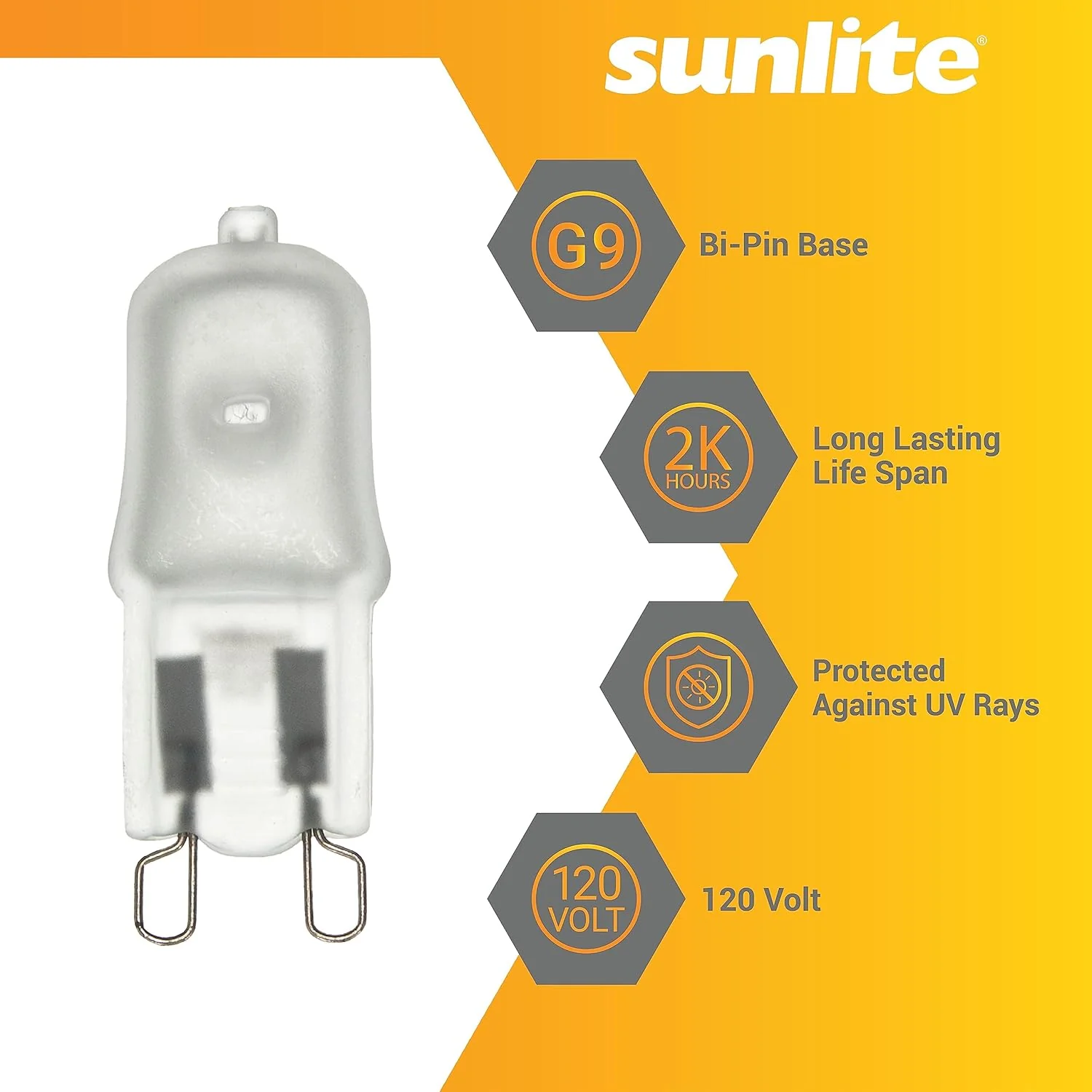 12Pk - Sunlite Halogen 60w 120v T3.5 Single Ended G9 Bi-Pin Base Light Bulb - Image 3