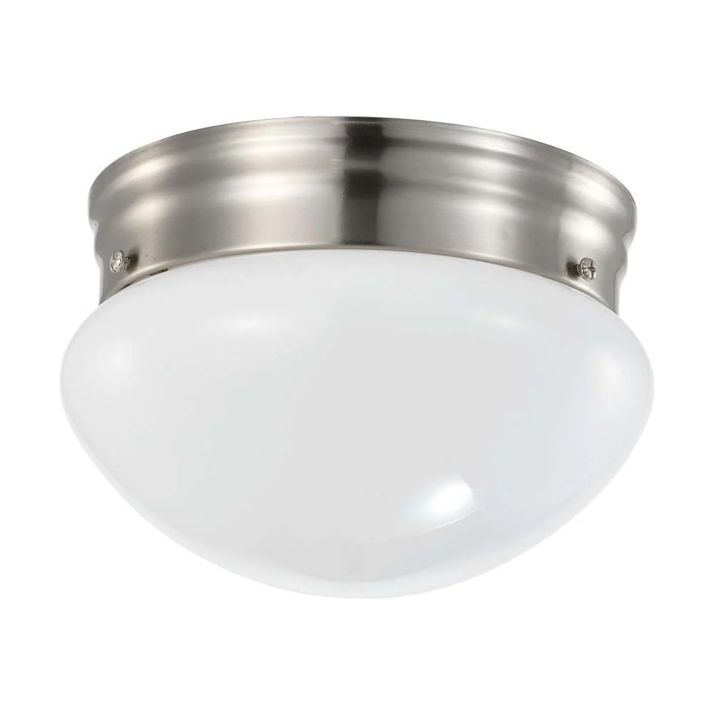 12w 7-in LED Flush Mount Fixture 3000K Dimmable Brushed Nickel Frosted Glass - Image 2