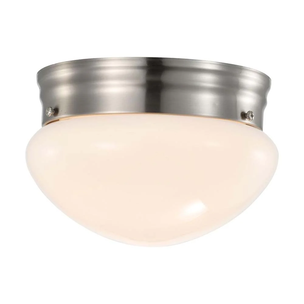 12w 7-in LED Flush Mount Fixture 3000K Dimmable Brushed Nickel Frosted Glass - Image 5