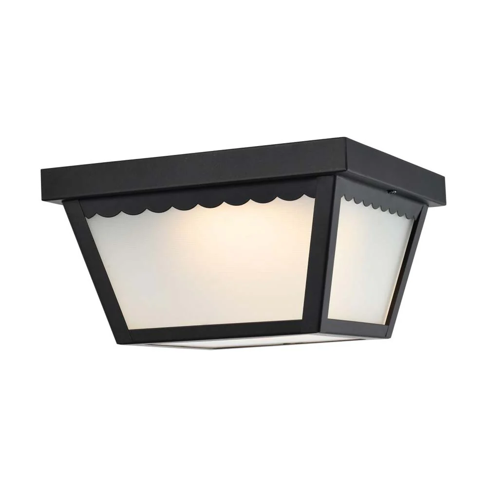 12w 9-in LED Carport Flush Mount Fixture 3000K Dimmable Black w/ Frosted Glass - Image 2