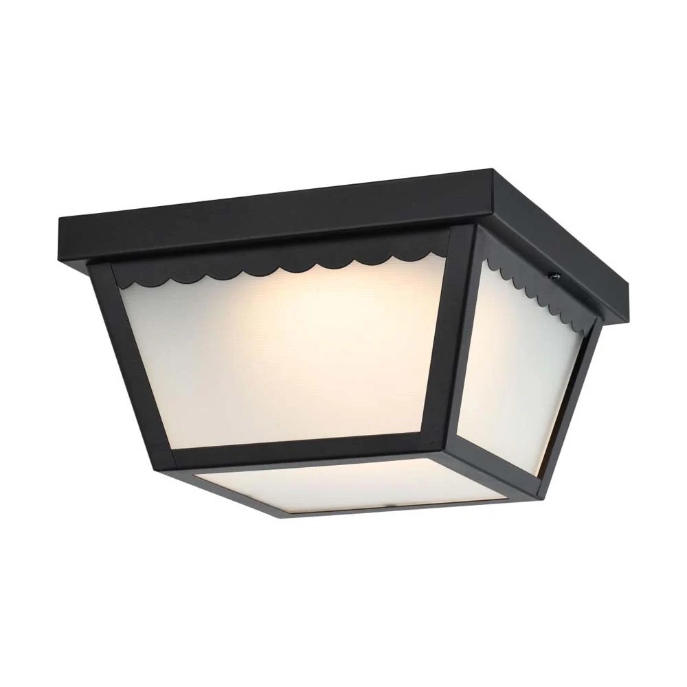 12w 9-in LED Carport Flush Mount Fixture 3000K Dimmable Black w/ Frosted Glass - Image 3