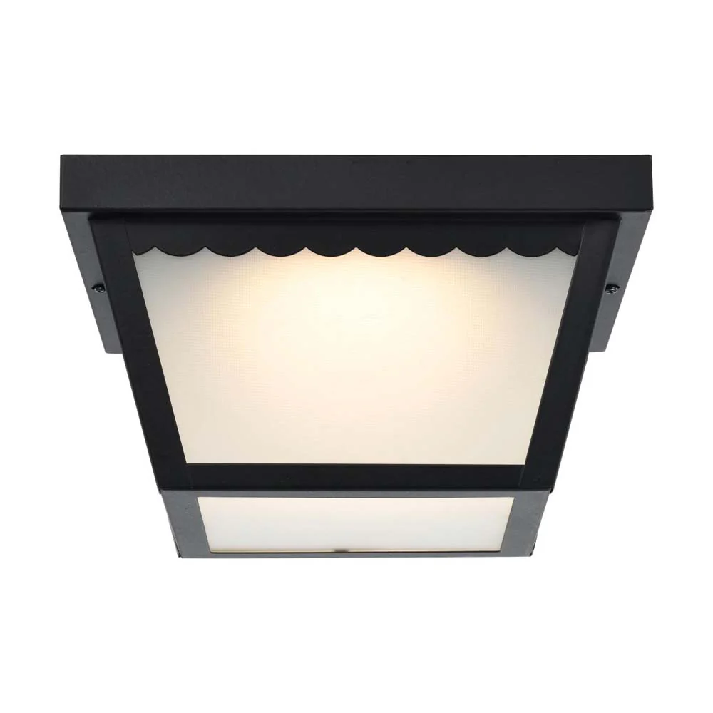 12w 9-in LED Carport Flush Mount Fixture 3000K Dimmable Black w/ Frosted Glass - Image 4