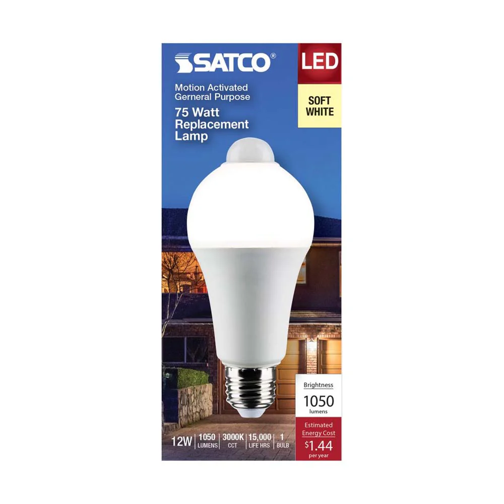 12W A19 LED PIR Sensor White 3000K 1050 Lumens Non-Dimmable 120v - Image 4