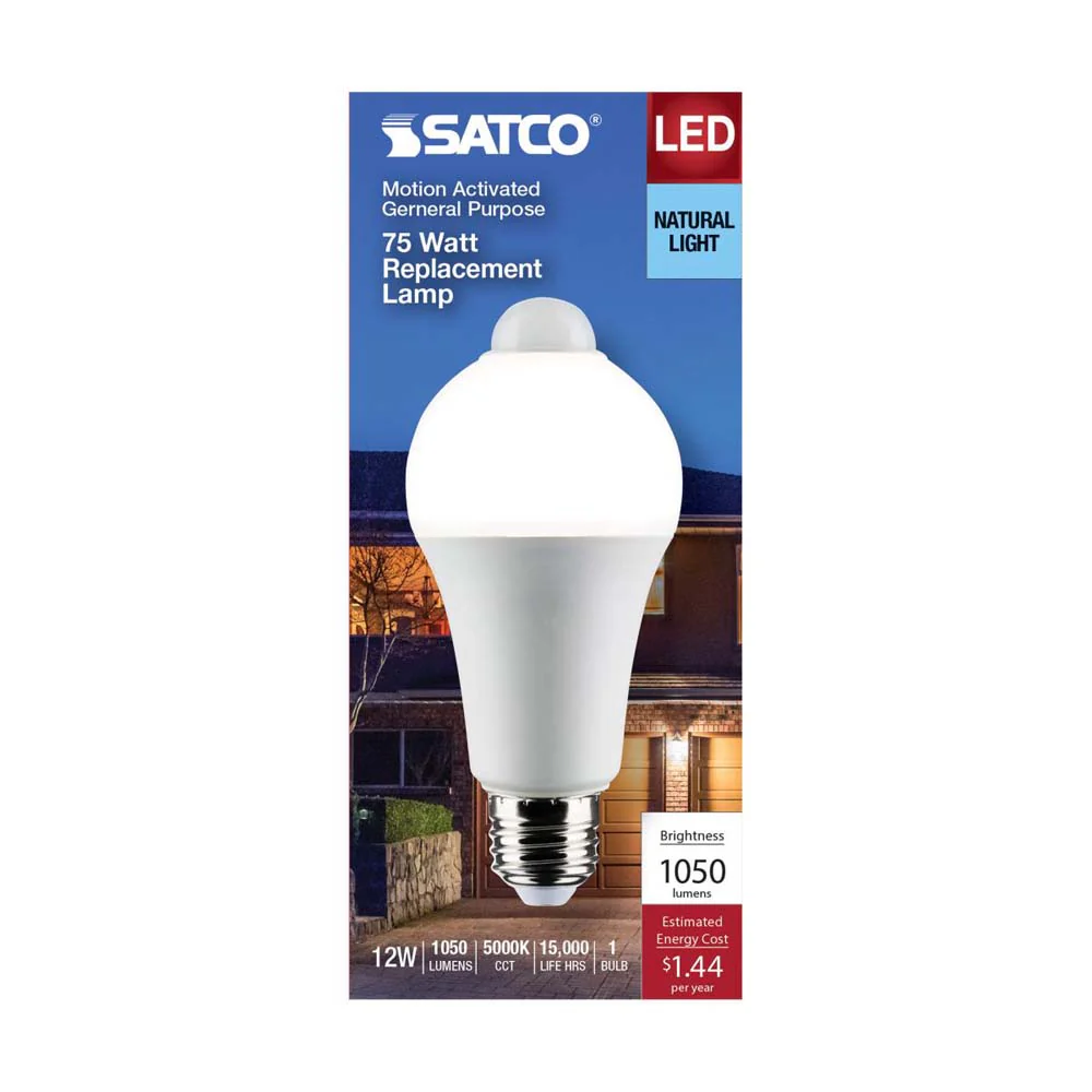 12W A19 LED PIR Sensor White 5000K 1050 Lumens Non-Dimmable 120v - Image 3