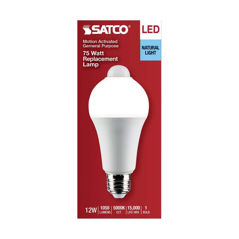 12W A19 LED PIR Sensor White 5000K 1050 Lumens Non-Dimmable 120v - Image 4