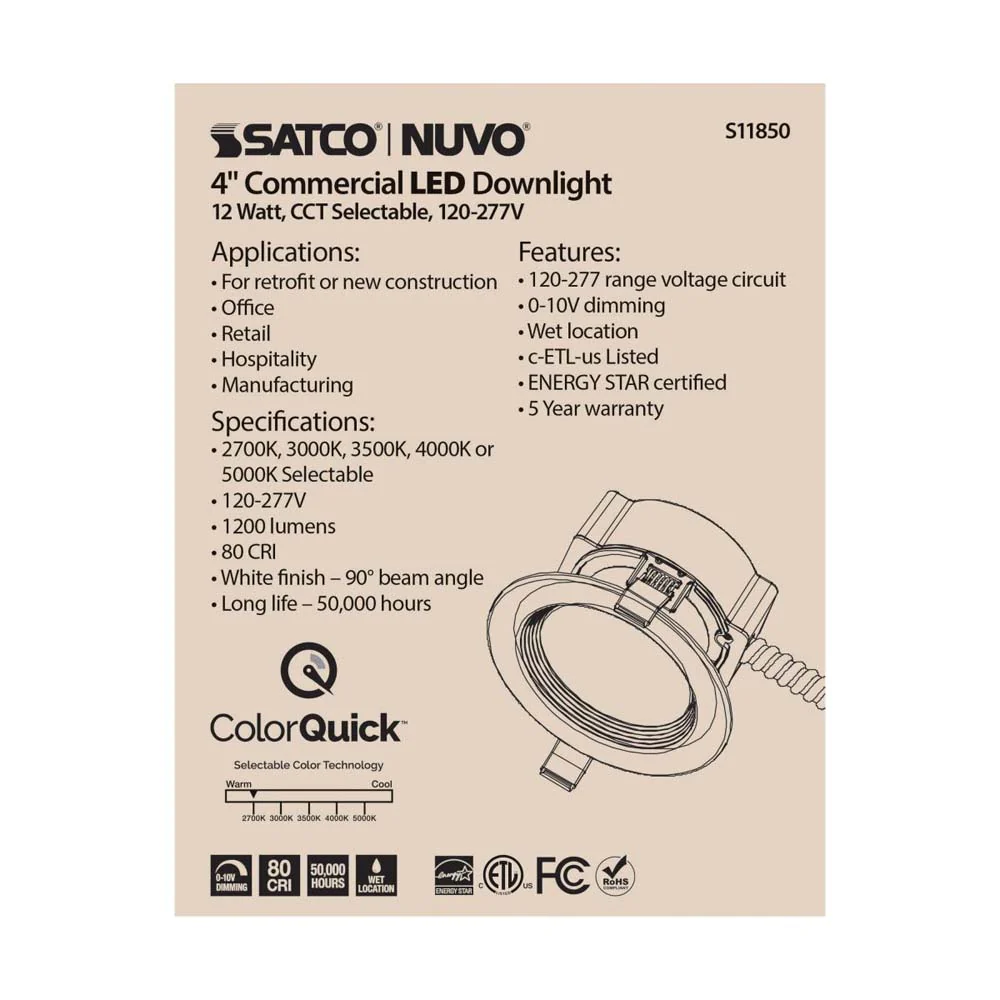 12w LED Downlight 4 in. CCT Selectable - Image 6