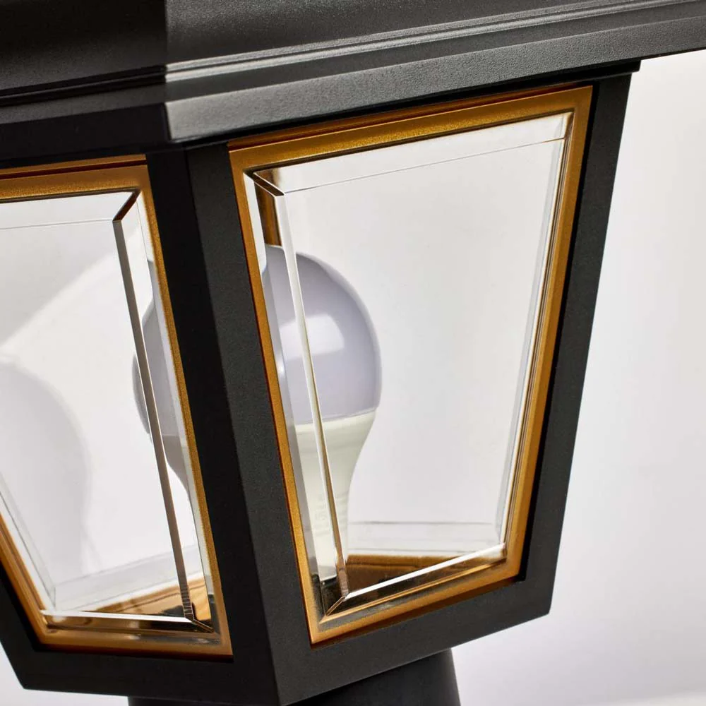 13'' Coach Post Top Lantern w/ Finial Beveled Acrylic Panels Black Finish - Image 4
