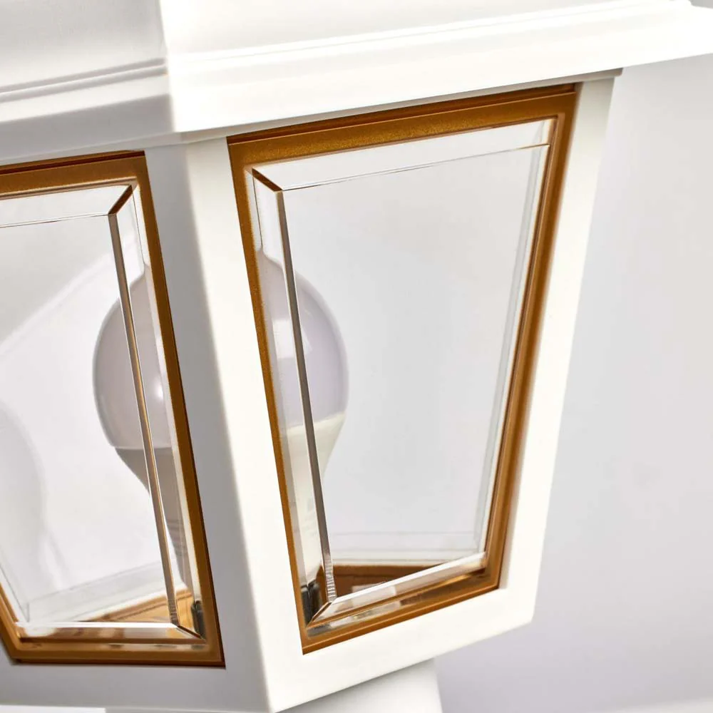 13'' Coach Post Top Lantern w/ Finial Beveled Acrylic Panels White Finish - Image 7