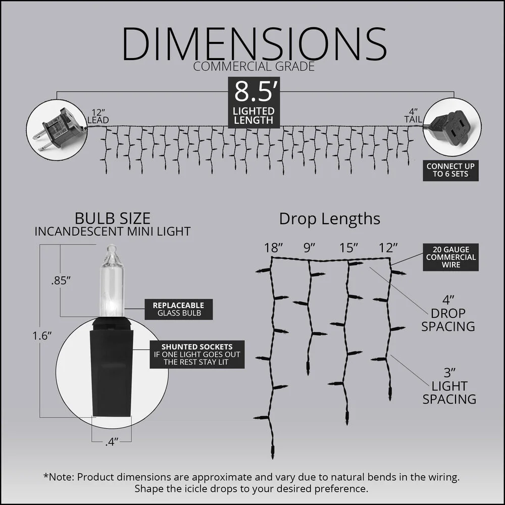 150 Clear Mini Icicle Light Set - Image 4