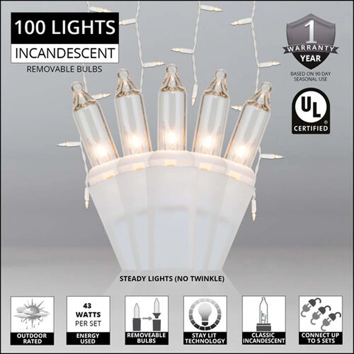 150 Clear Mini Icicle Light Set - Image 2
