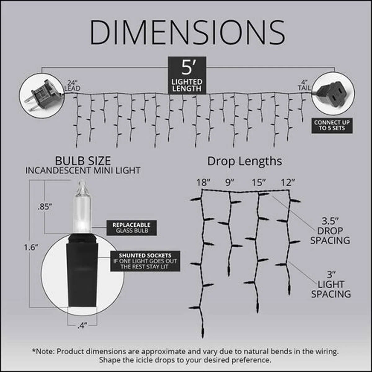 150 Clear Mini Icicle Light Set - Image 3
