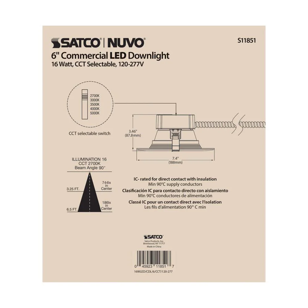 15w Commercial LED Downlight 6 in. CCT Adjustable 120-277v Econo - Image 7