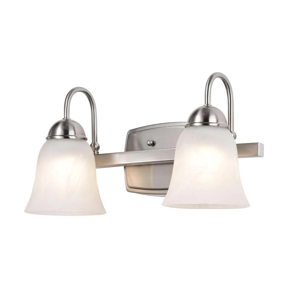 15w LED 2-Light Vanity Fixture 3000K Brushed Nickel w/ Alabaster Glass - Image 2