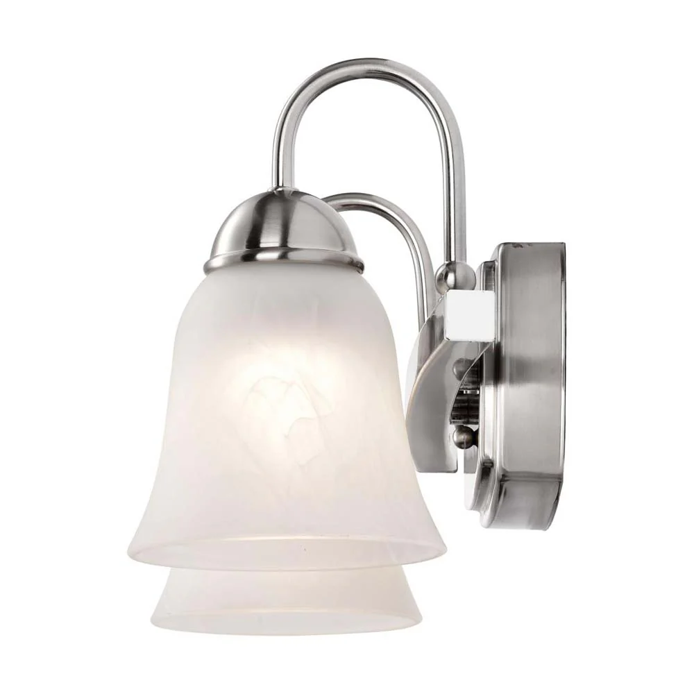 15w LED 2-Light Vanity Fixture 3000K Brushed Nickel w/ Alabaster Glass - Image 3