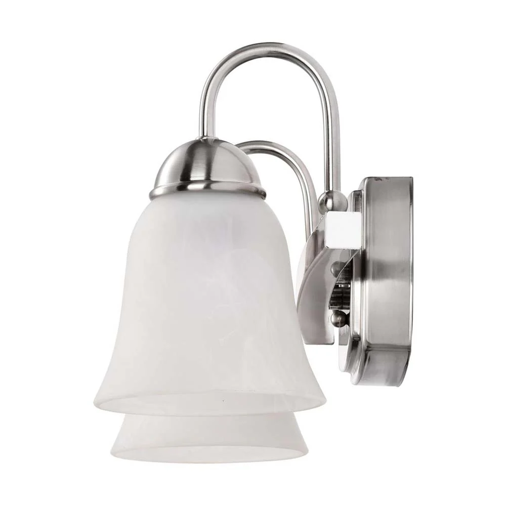 15w LED 2-Light Vanity Fixture 3000K Brushed Nickel w/ Alabaster Glass - Image 4