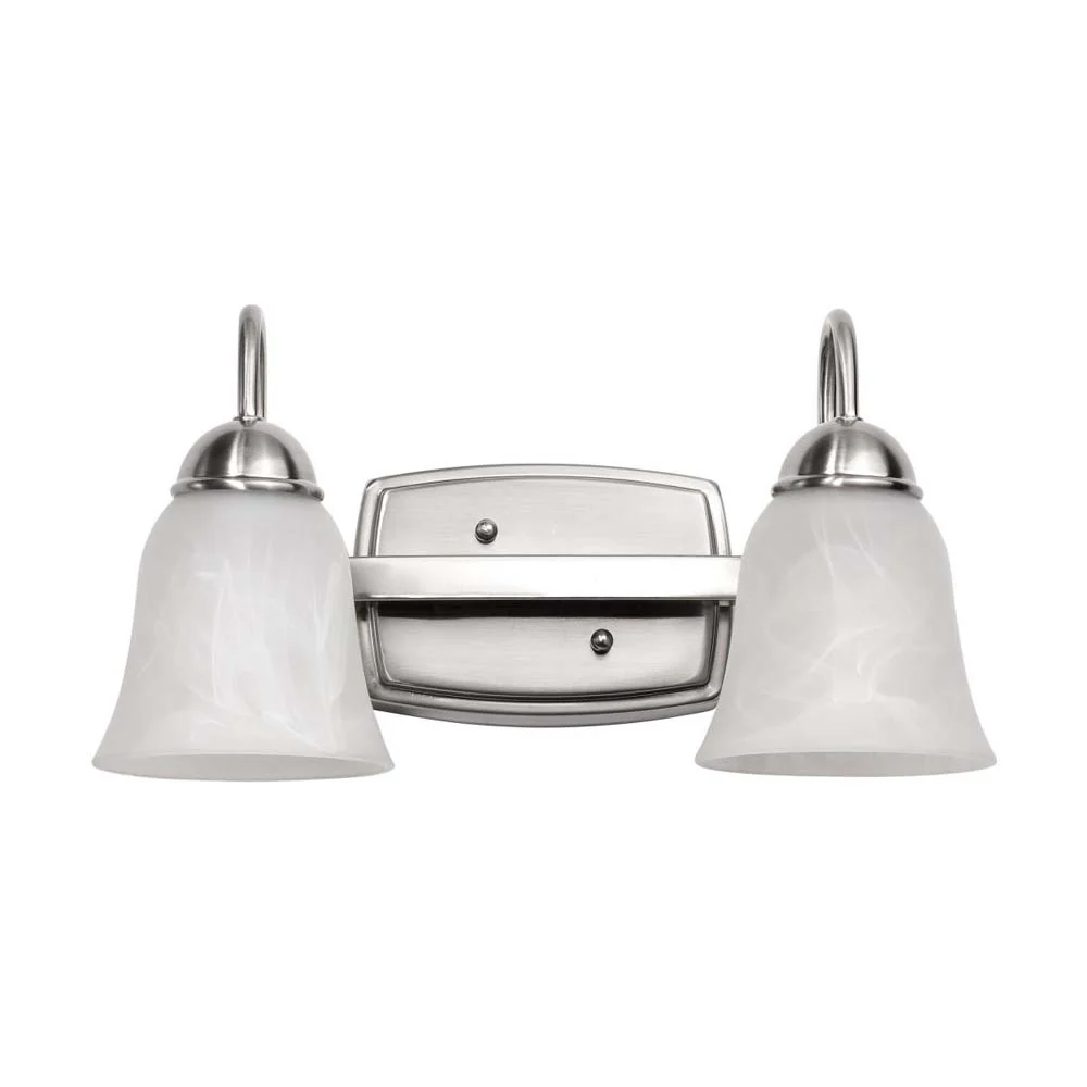 15w LED 2-Light Vanity Fixture 3000K Brushed Nickel w/ Alabaster Glass - Image 5