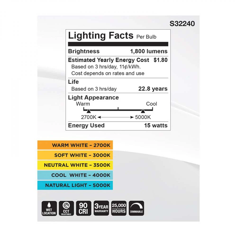 15w PAR30LN High Lumen LED Long Neck CCT Selectable E26 Base 120v - 100w equiv - Image 6