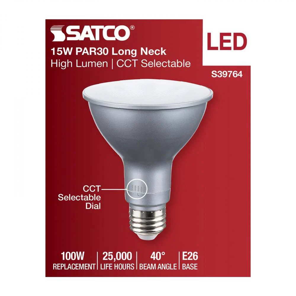 15w PAR30LN High Lumen LED Long Neck CCT Tunable E26 Base 120-277v - 100w equiv - Image 4
