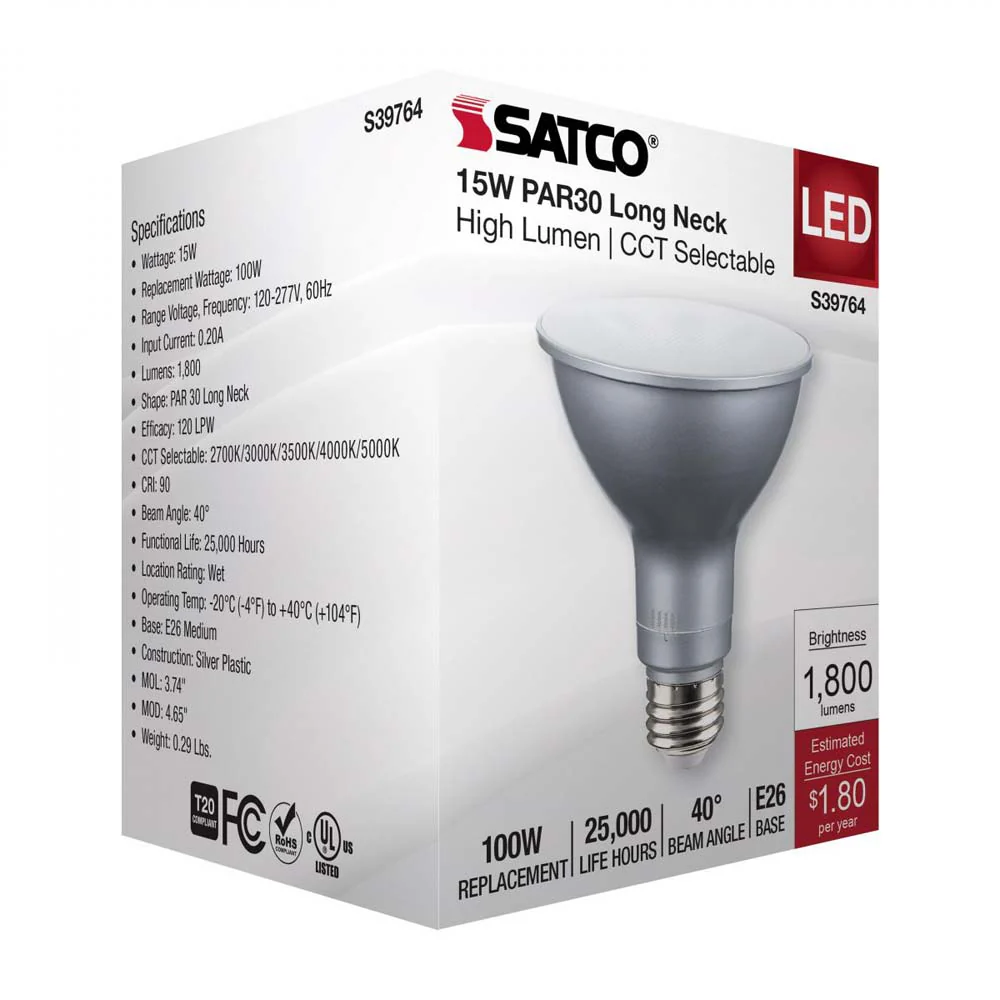 15w PAR30LN High Lumen LED Long Neck CCT Tunable E26 Base 120-277v - 100w equiv - Image 8