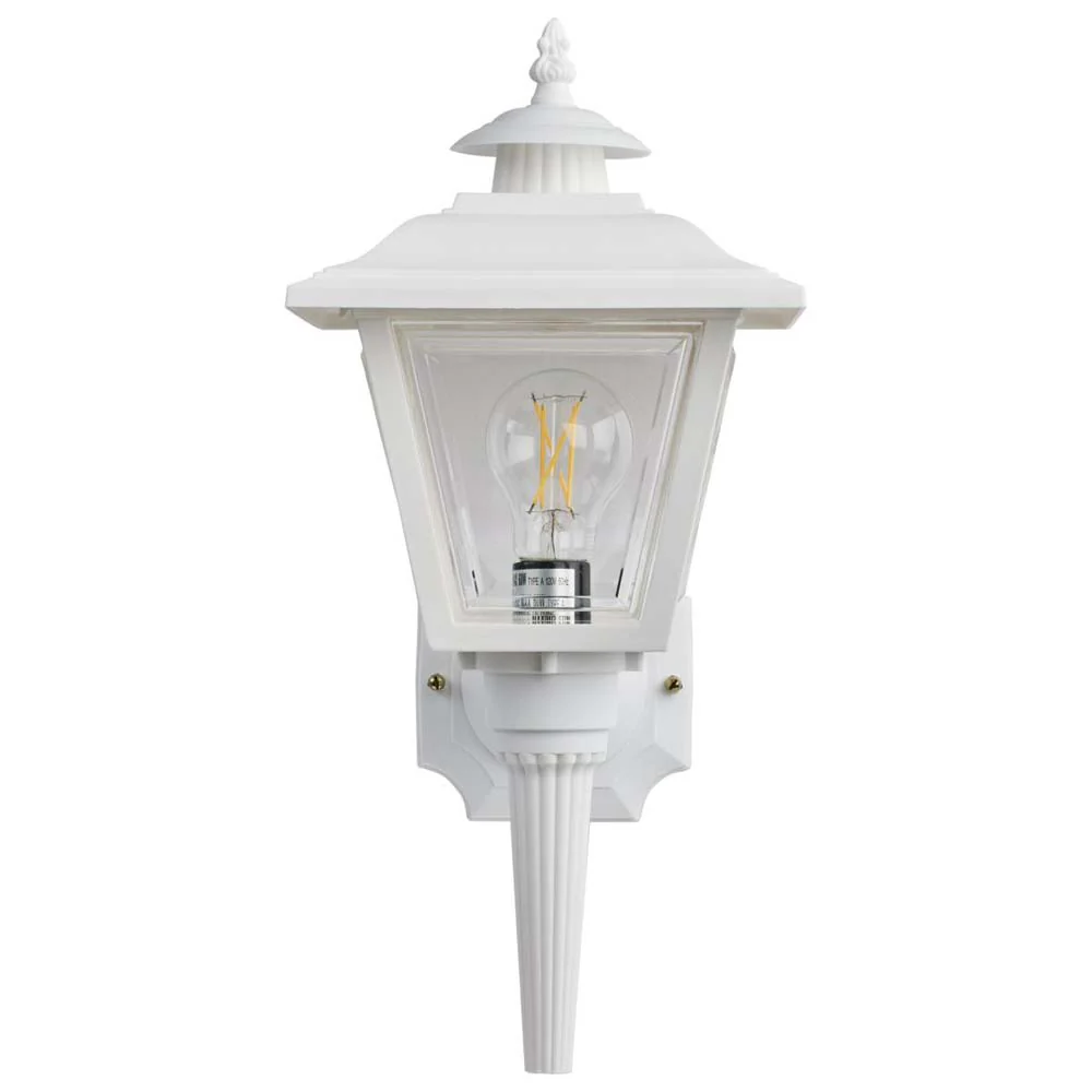 17'' Coach Lantern w/ Finial Beveled Acrylic Panels White Finish - Image 2