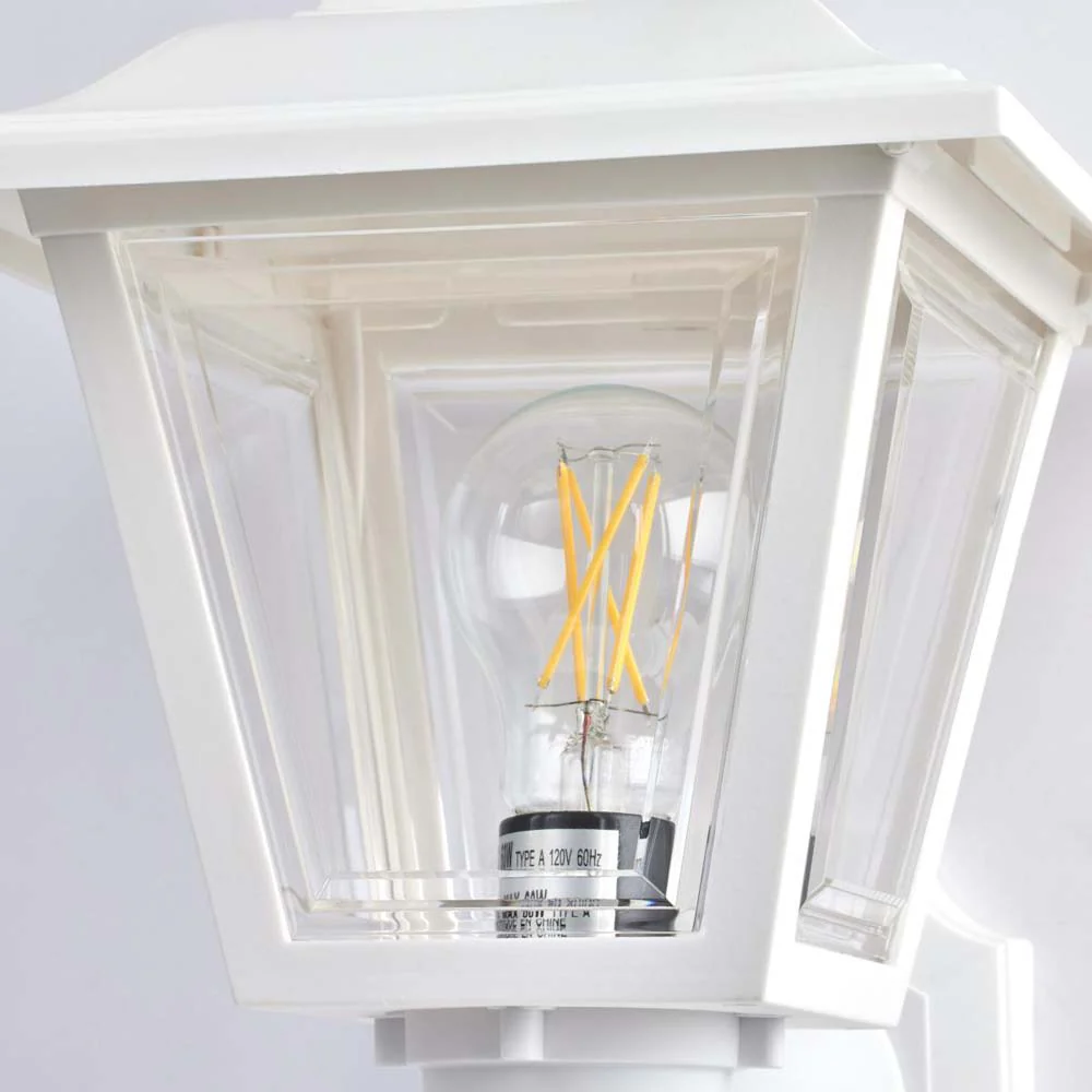 17'' Coach Lantern w/ Finial Beveled Acrylic Panels White Finish - Image 4