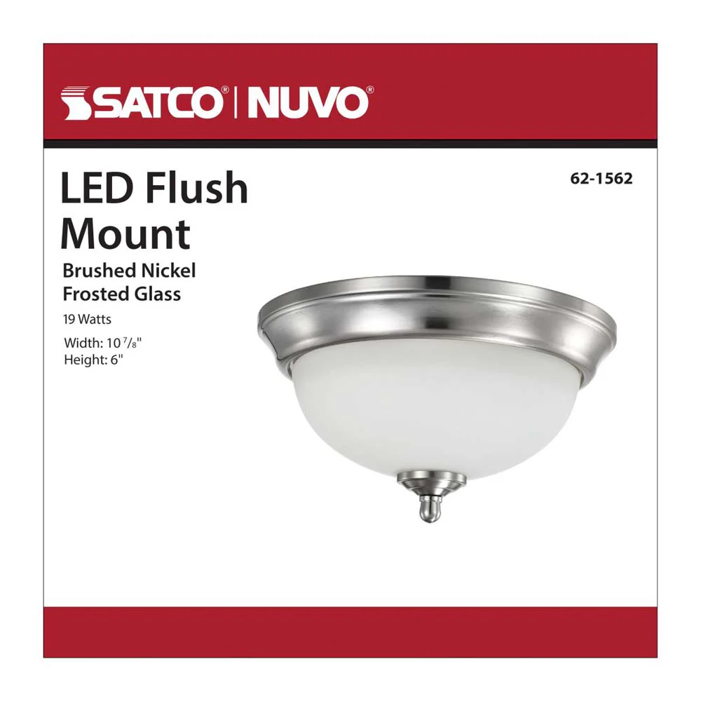 19w 11-in LED Flush Mount Fixture 3000K Dimmable Brushed Nickel Frosted Glass - Image 7