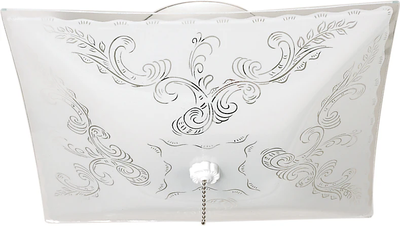 2 Light - 12" - Ceiling Fixture - Square Floral / w/Pull Chain