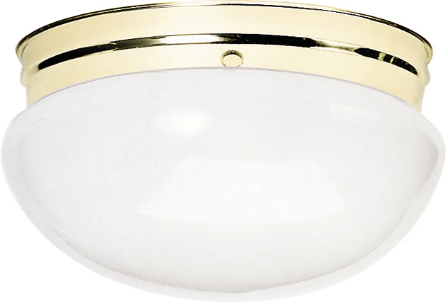 Nuvo 2-Light 12" Flush Mount Large White Mushroom in Polished Brass Finish