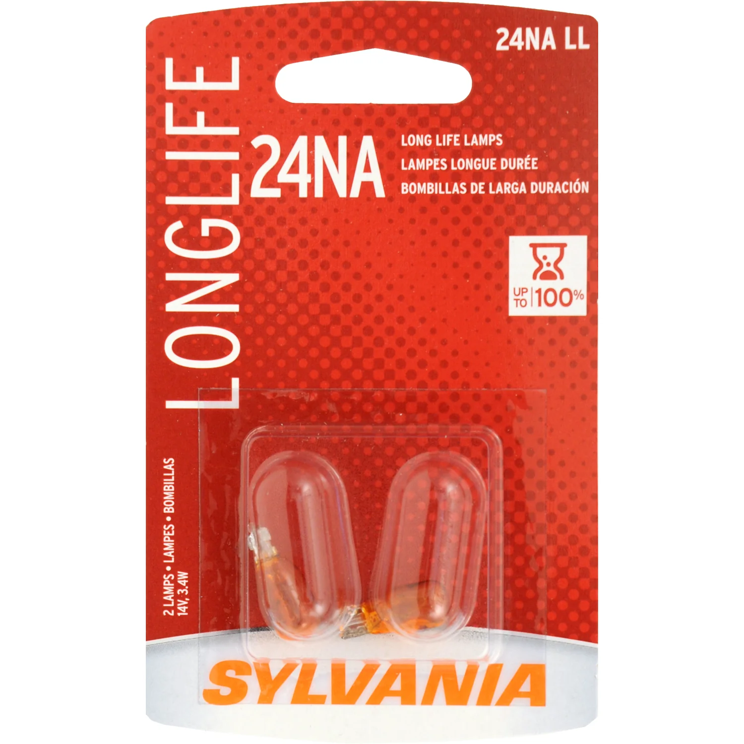 2-PK SYLVANIA 24NA Long Life Automotive Light Bulb