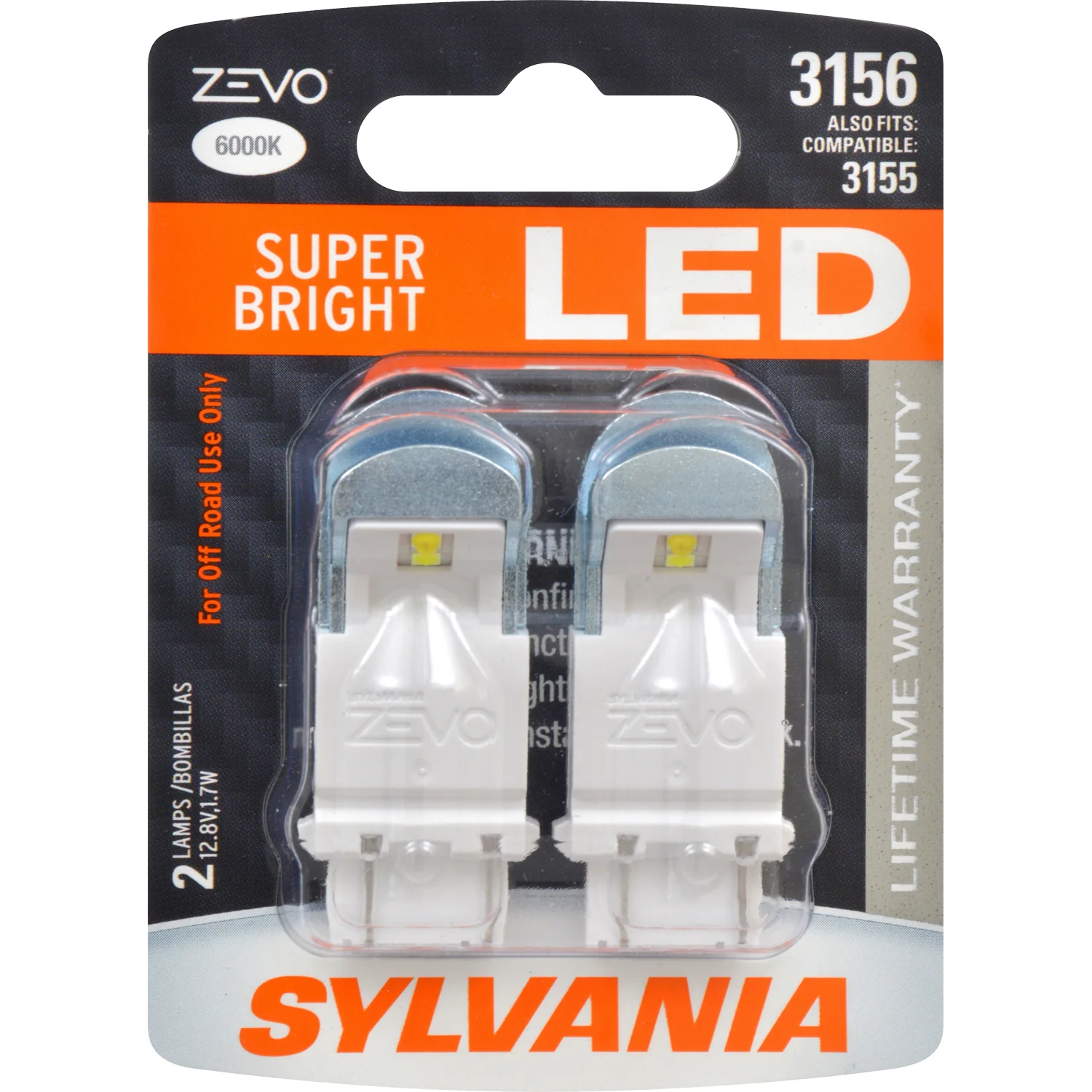 2-PK SYLVANIA 3156 ZEVO LED Super Bright 6000k Automotive Bulb - also fits 3155