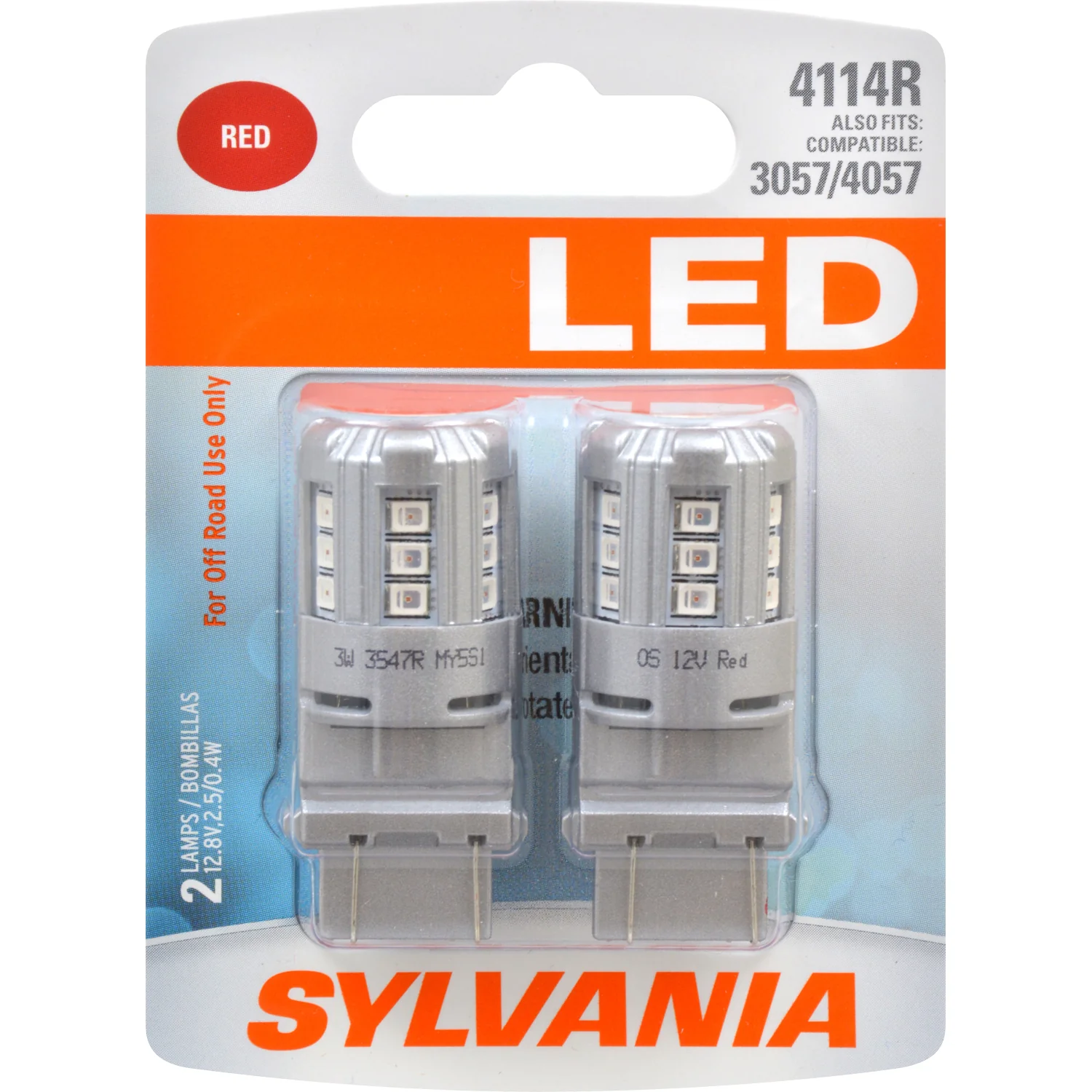 2-PK SYLVANIA 4114 Red LED Automotive Bulb