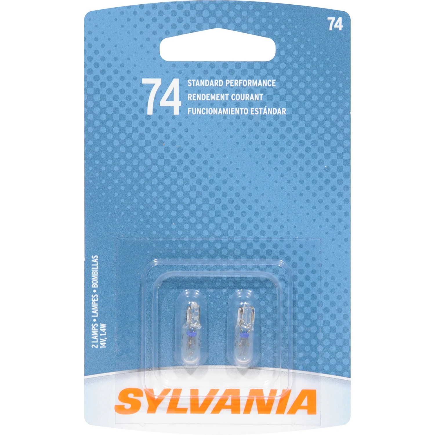 2-PK SYLVANIA 74 Standard Automotive Light Bulb