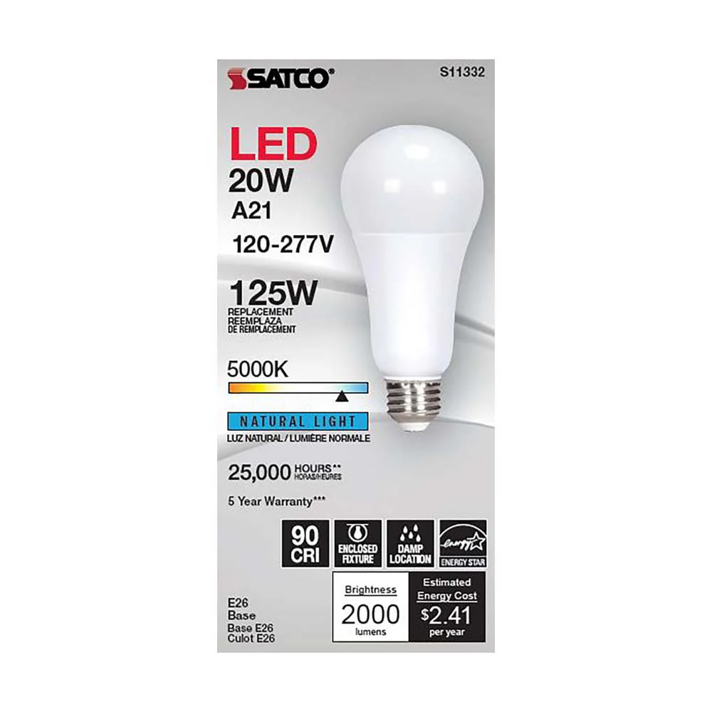 20W A21 LED 5000K Medium base 220 deg. Beam Angle 120-277v - Image 2