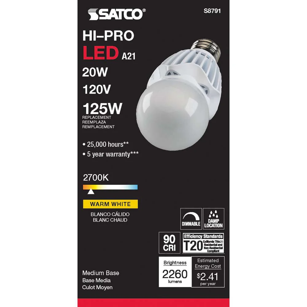 20W LED A21 High lumen output 2700K Dimmable E26 Medium base 120v - Image 4