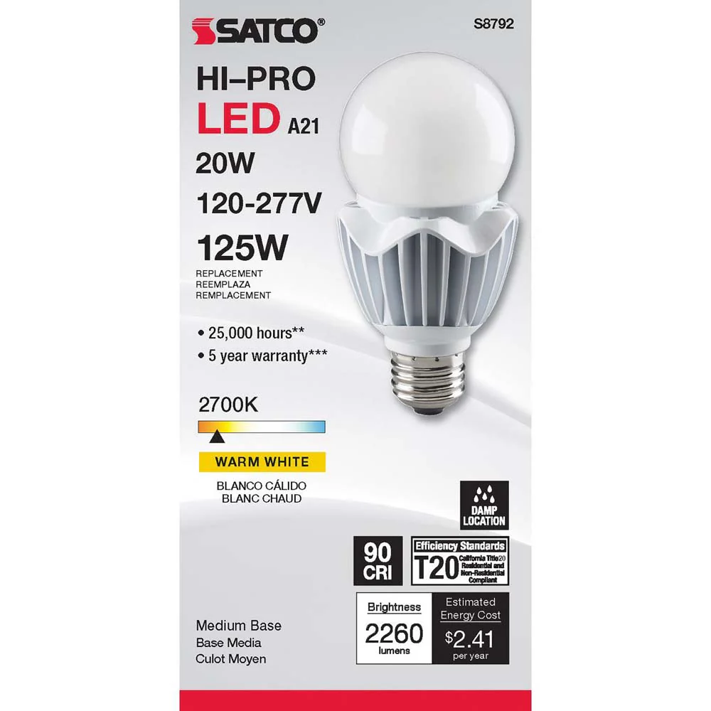 20W LED A21 High lumen output 2700K E26 Medium base 120-277v - Image 3