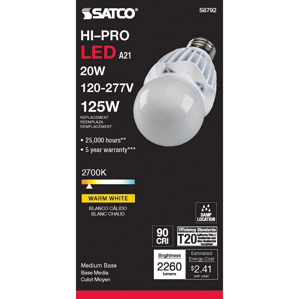 20W LED A21 High lumen output 2700K E26 Medium base 120-277v - Image 4