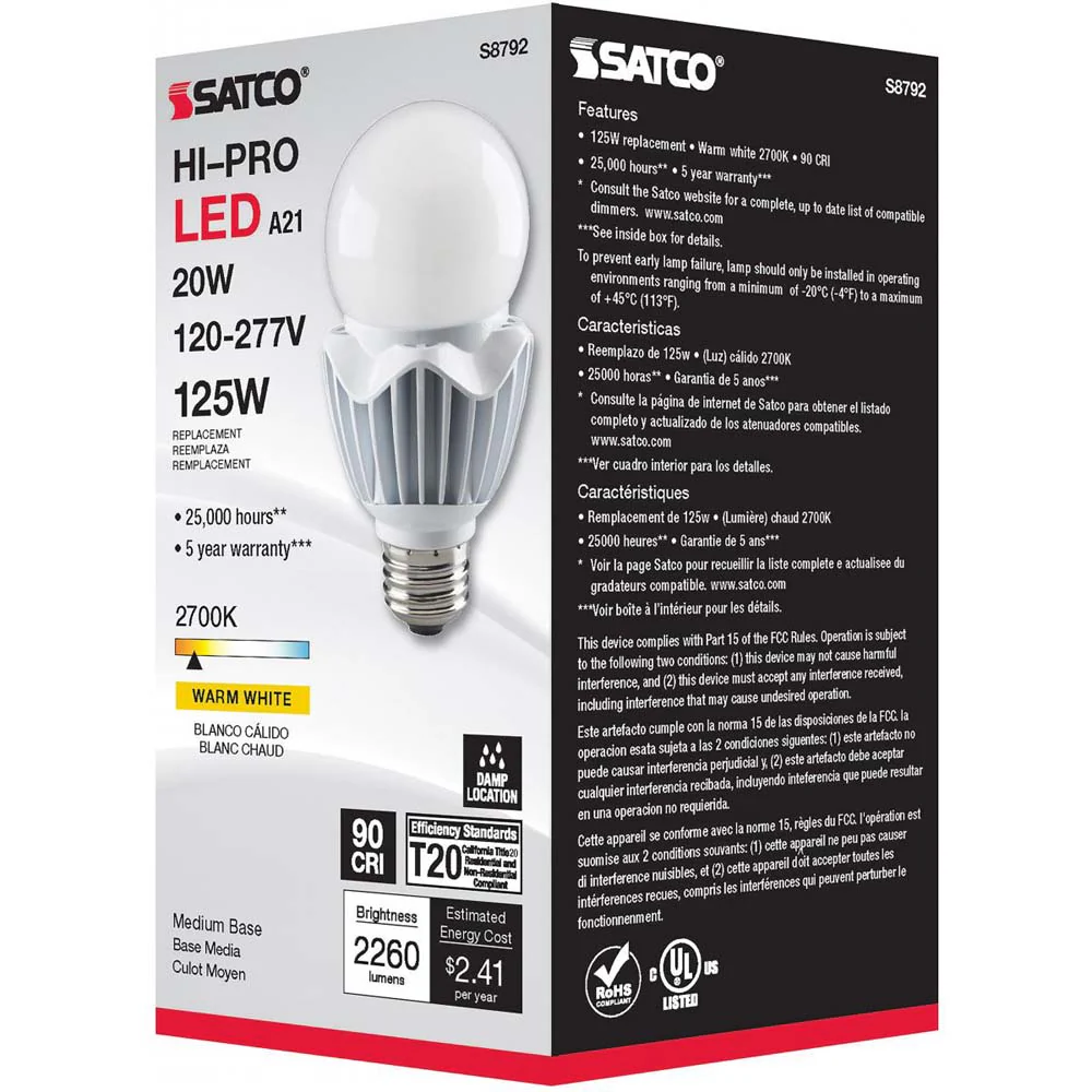20W LED A21 High lumen output 2700K E26 Medium base 120-277v - Image 6