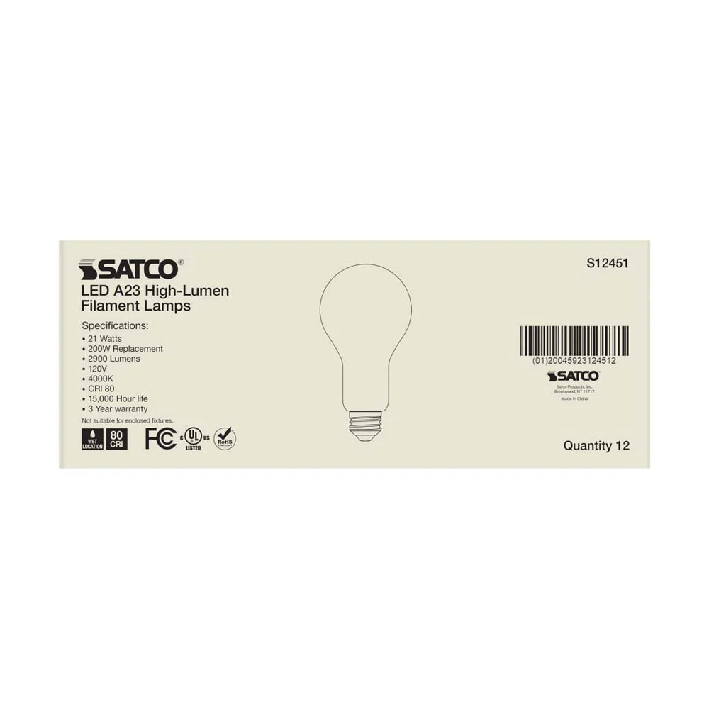 21W A23 LED Frost Finish Medium base Cool White 4000K 120v - 200W equiv - Image 4