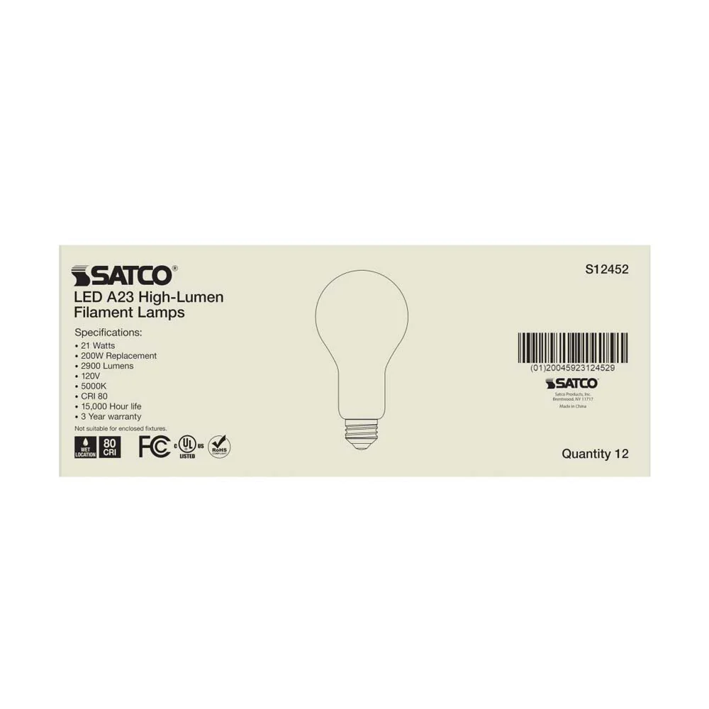 21W A23 LED Frost Finish Medium base Cool White 5000K 120v - 200W equiv - Image 4