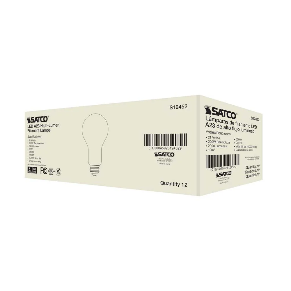 21W A23 LED Frost Finish Medium base Cool White 5000K 120v - 200W equiv - Image 7