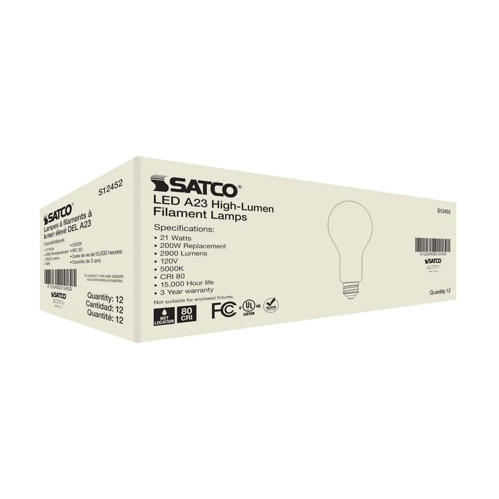 21W A23 LED Frost Finish Medium base Cool White 5000K 120v - 200W equiv - Image 8