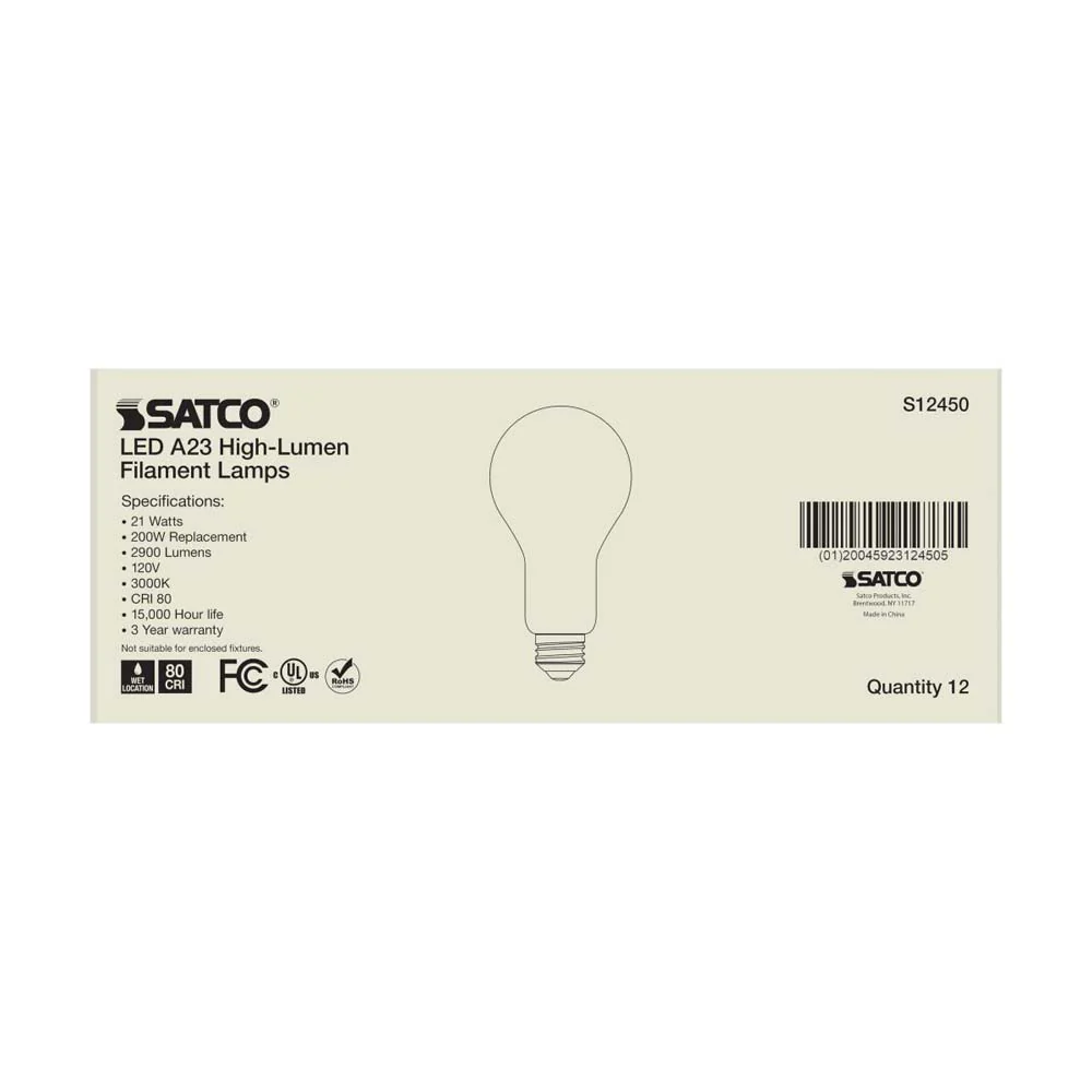 21W A23 LED Frost Finish Medium base Soft White 3000K 120v - 200W equiv - Image 4