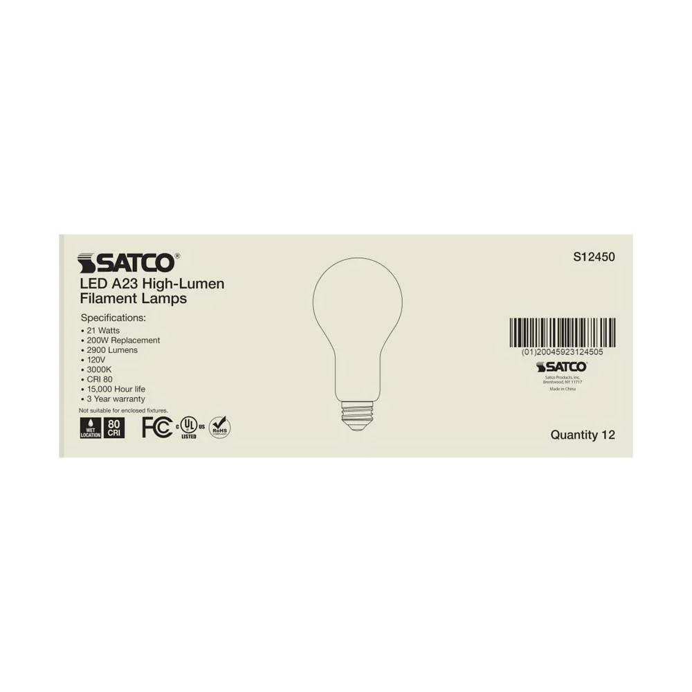 21W A23 LED Frost Finish Medium base Soft White 3000K 120v - 200W equiv - Image 5