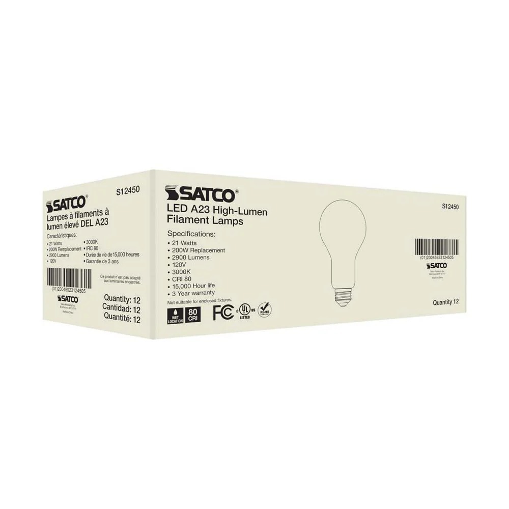 21W A23 LED Frost Finish Medium base Soft White 3000K 120v - 200W equiv - Image 9