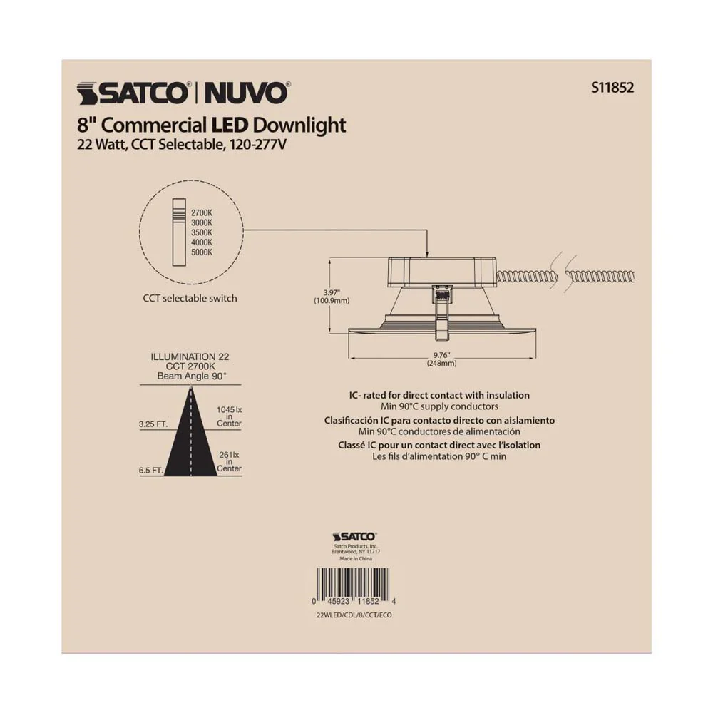 22w Commercial LED Downlight 8 in. CCT Adjustable 120-277v Econo - Image 7